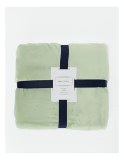 Heritage Faux Mink Blanket In Sage