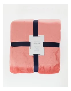 Heritage Faux Mink Blanket In Blush
