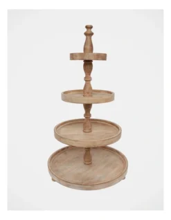 Heritage Wooden 4 Tier Stand 38x38x66cm In White Ash