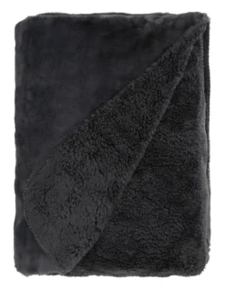 Heritage Reversible Sherpa Blanket Charcoal -Heritage 749223640 749223190 3 1 720x928