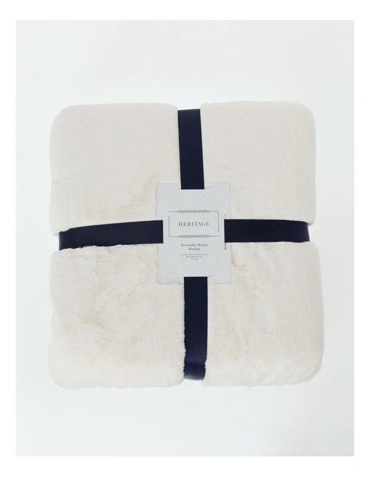Heritage Reversible Sherpa Blanket In White 3 Heritage Reversible Sherpa Blanket In White