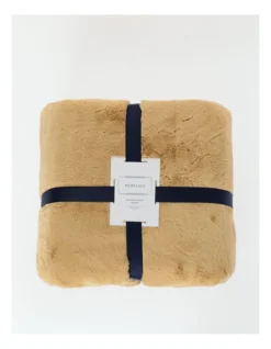 Heritage Reversible Sherpa Blanket In Tan