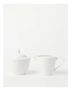 Heritage Scalloped Sugar Bowl & Creamer White
