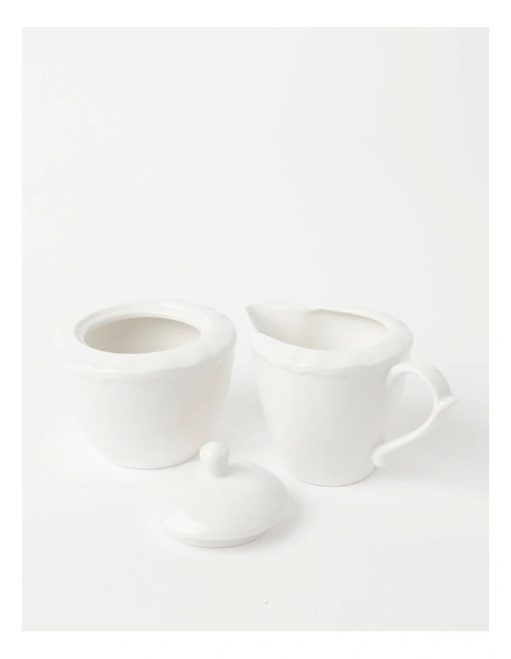 Heritage Scalloped Sugar Bowl & Creamer White 4 Heritage Scalloped Sugar Bowl & Creamer White - Image 2
