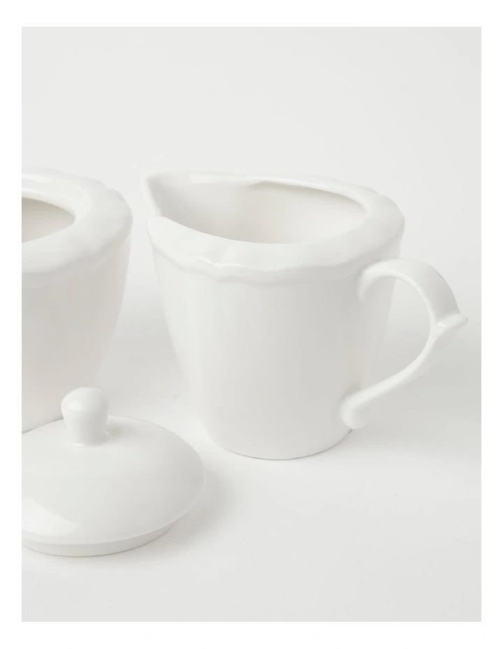 Heritage Scalloped Sugar Bowl & Creamer White 5 Heritage Scalloped Sugar Bowl & Creamer White - Image 3