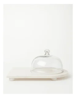 Heritage White Marble Cake Dome With Glass