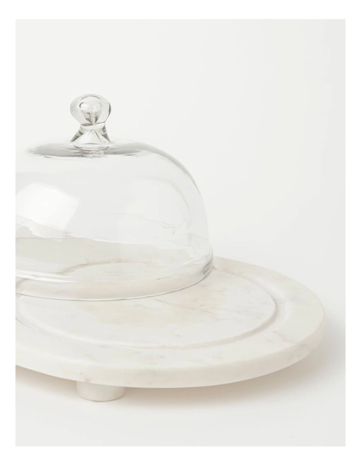 Heritage White Marble Cake Dome With Glass 5 Heritage White Marble Cake Dome With Glass - Image 3