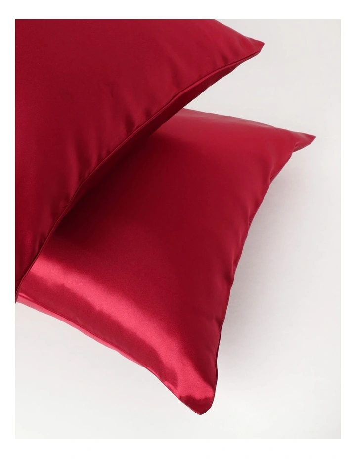 Heritage Silk Front Pillowcase Pair In Red 6 Heritage Silk Front Pillowcase Pair In Red - Image 4