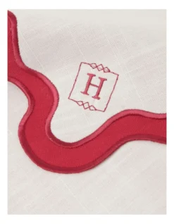 Heritage Florence Scalloped Edge Table Runner In Red And White -Heritage 866999440 3 720x928