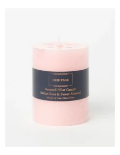 Heritage Rustic Scented Pillar Candle Indian Rose & Sweet Almond 9cm In Pink 7 Heritage Rustic Scented Pillar Candle Indian Rose & Sweet Almond 9cm In Pink -Heritage 868371760 3 720x928
