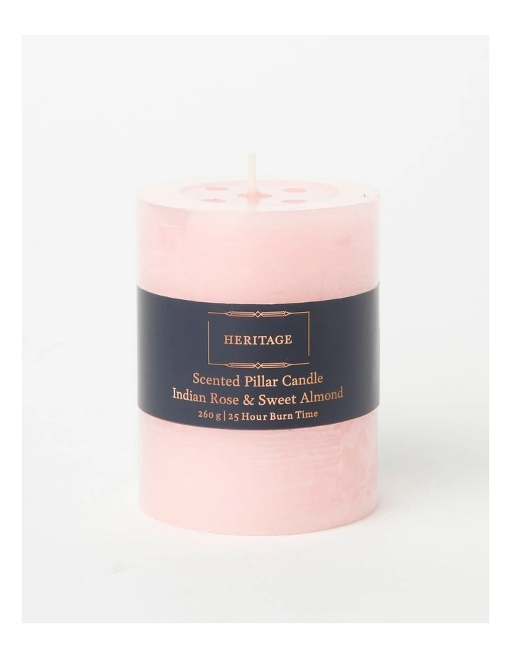 Heritage Rustic Scented Pillar Candle Indian Rose & Sweet Almond 9cm In Pink 5 Heritage Rustic Scented Pillar Candle Indian Rose & Sweet Almond 9cm In Pink - Image 3