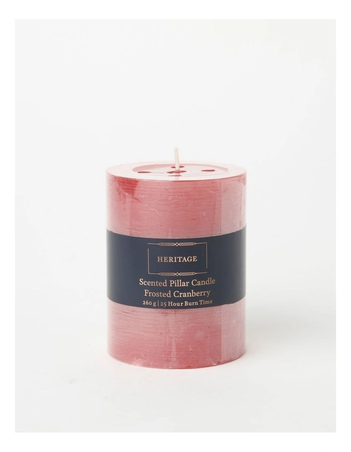Heritage Rustic Scented Pillar Candle Frosted Cranberry 9cm In Red 5 Heritage Rustic Scented Pillar Candle Frosted Cranberry 9cm In Red - Image 3