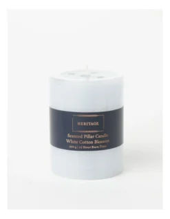 Heritage Rustic Scented Pillar Candle White Cotton & Blossom 9cm In Grey -Heritage 868371940 3 720x928