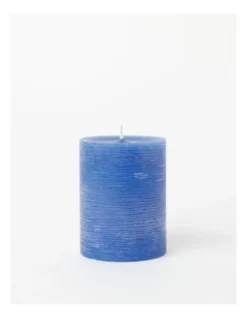 Heritage Rustic Scented Pillar Candle Blueberry 9cm In Blue