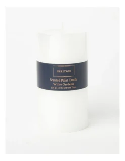 Heritage Rustic Scented Pillar Candle White Gardenia 13cm In White -Heritage 868372120 3 720x928