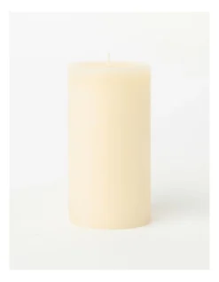 Heritage Rustic Scented Pillar Candle White Musk & Warm Vanilla 13cm In Ivory