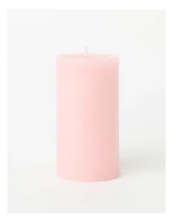 Heritage Rustic Scented Pillar Candle Indian Rose & Sweet Almond 13cm In Pink
