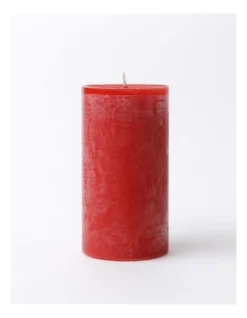 Heritage Rustic Scented Pillar Candle Frosted Cranberry 13cm Red