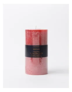 Heritage Rustic Scented Pillar Candle Frosted Cranberry 13cm Red -Heritage 868372390 3 720x928