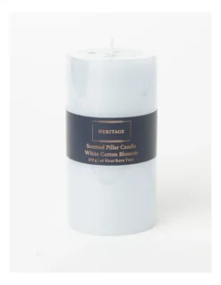 Heritage Rustic Scented Pillar Candle White Cotton Blossom 13cm In Grey -Heritage 868372480 3 720x928