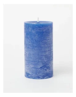 Heritage Rustic Scented Pillar Candle Blueberry 13cm In Blue