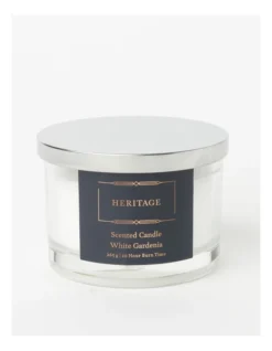 Heritage Candle In Glass Jar White Gardenia 8cm In White