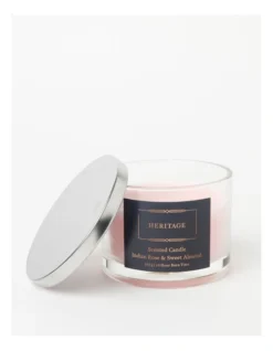 Heritage Candle In Glass Jar Indian Rose & Sweet Almond 8cm In Pink -Heritage 868372840 2 720x928