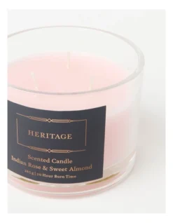 Heritage Candle In Glass Jar Indian Rose & Sweet Almond 8cm In Pink -Heritage 868372840 3 720x928