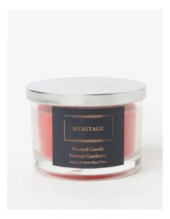 Heritage Candle In Glass Jar Frosted Cranberry 8cm In Red