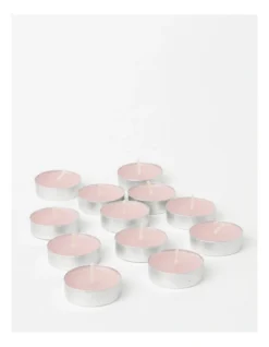 Heritage Indian Rose & Sweet Almond Scented Tealight Candles Set Of 12 In Pink