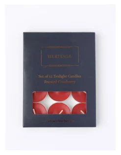 Heritage Frosted Cranberry Scented Tealight Candles Set Of 12 Red