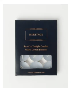 Heritage White Cotton Blossom Scented Tealight Candles Set Of 12 In Grey -Heritage 868373560 2 720x928