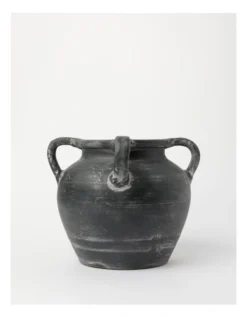 Heritage Kinross Terracotta Vase Small 25x25x23.5cm In Black