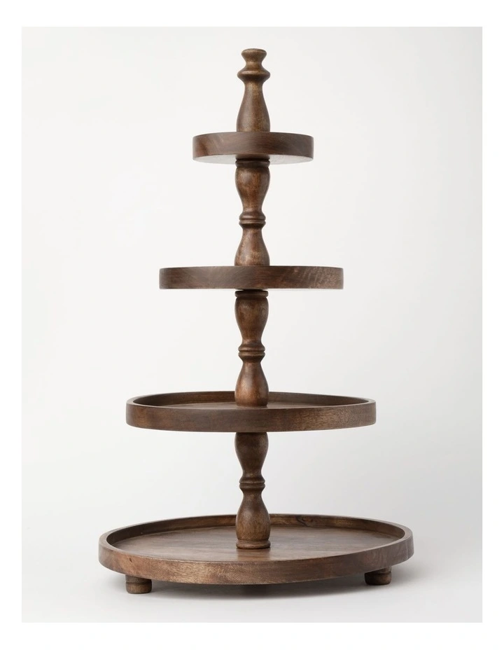 Heritage Wooden 4-Tier Stand 38x38x66cm In Walnut 3 Heritage Wooden 4-Tier Stand 38x38x66cm In Walnut