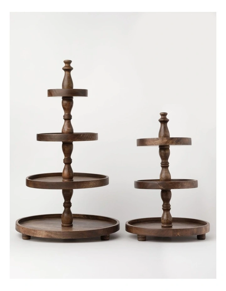 Heritage Wooden 4-Tier Stand 38x38x66cm In Walnut 5 Heritage Wooden 4-Tier Stand 38x38x66cm In Walnut - Image 3