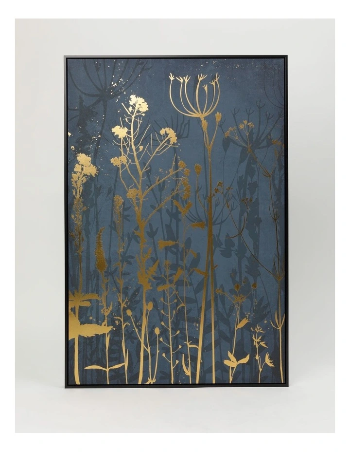 Heritage Bloom Foil Print Wall Art 82.6x122.6cm In Navy 3 Heritage Bloom Foil Print Wall Art 82.6x122.6cm In Navy