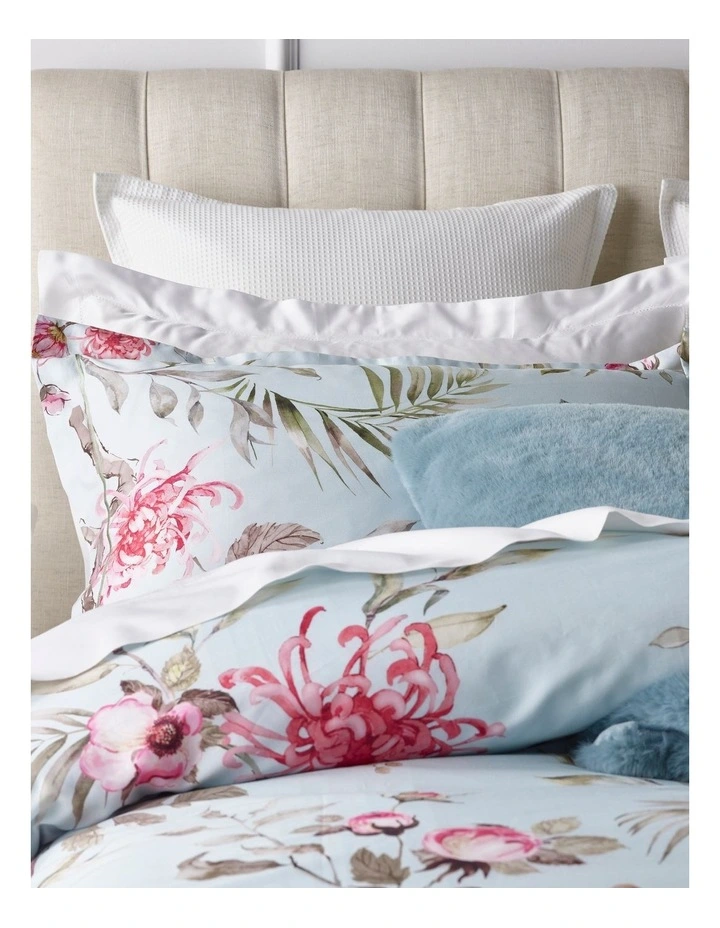 Heritage Rozala Cotton Sateen Quilt Cover Set Light Blue 4 Heritage Rozala Cotton Sateen Quilt Cover Set Light Blue - Image 2