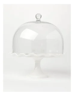 Heritage Scalloped Edge Cake Dome And Glass Stand Large