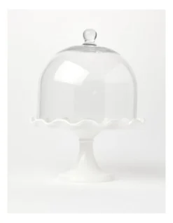 Heritage Scalloped Edge Cake Dome And Glass Stand Small