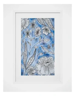 Heritage Blue Blossom Wall Art 40x60x3cm In Multi