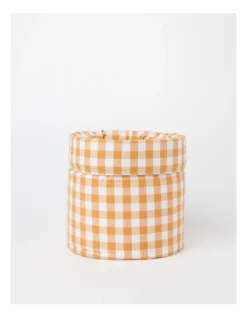 Heritage Gingham Orange Bread Basket Small In Orange