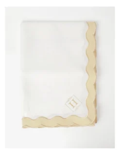 Heritage Florence Scalloped Edge Tablecloth With Gold Rim