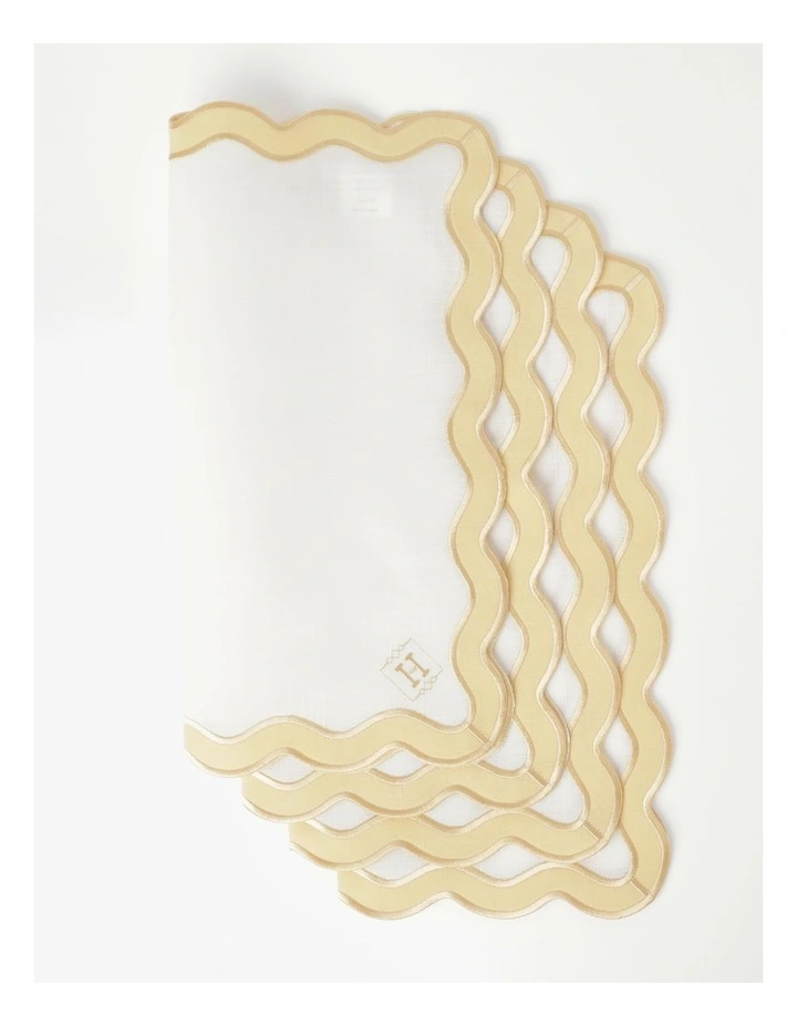 Heritage Florence Scalloped Edge Napkins Set Of 4 With Gold Rim 3 Heritage Florence Scalloped Edge Napkins Set Of 4 With Gold Rim