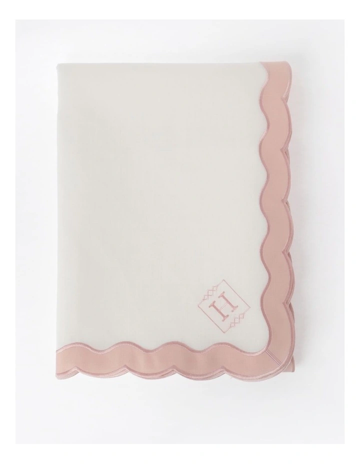 Heritage Florence Scalloped Edge Tablecloth In Pink/White 3 Heritage Florence Scalloped Edge Tablecloth In Pink/White