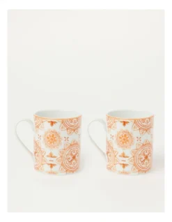 Heritage Valencia Oranges Mug Set Of 2 In Orange