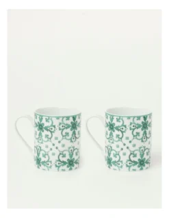 Heritage Valencia Oranges Mug Set Of 2 In Green