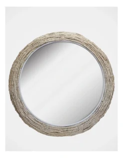 Heritage Mireille Wooden Beaded Mirror 90Cm In Sand