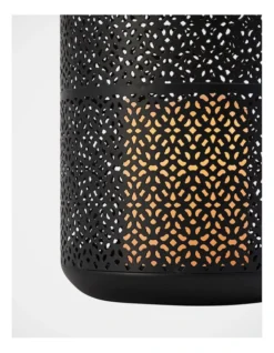 Heritage Hanging Metal Lantern With LED Candle Large 15x15x26cm In Black -Heritage 898195690 3 3 720x928