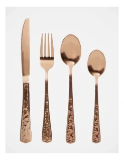 Heritage Maria Embossed Cutlery Set 24pc In Rose Gold