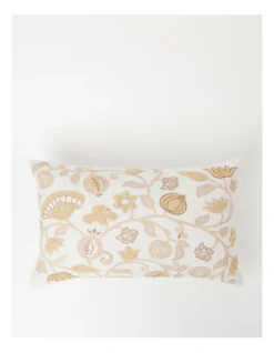 Heritage Camivelle Embroidered Floral Cushion 60x40 Cm In Taupe/White